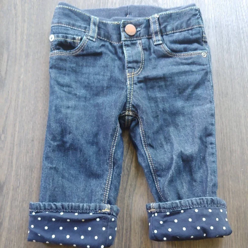 Baby Gap Straight Fit Polka Dot Lined Jeans